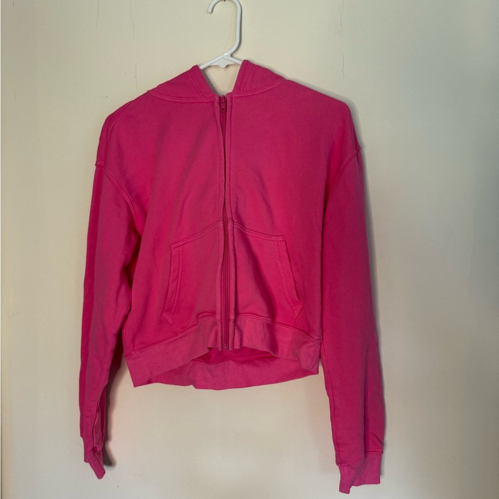 SKIMS RARE HOT PINK TERRY FRENCH ZIP UP HOODIE